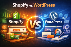 Shopify vs Wordpress 文章 特色图片